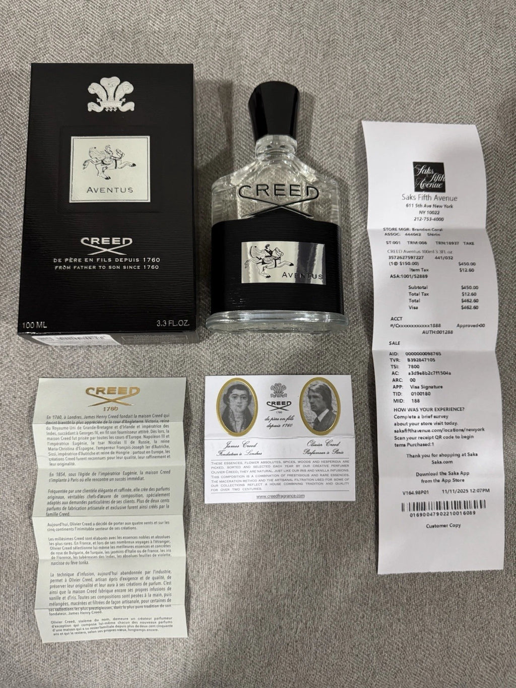 Creed Aventus EDP 3.3 oz / 100 ml Men's Spray