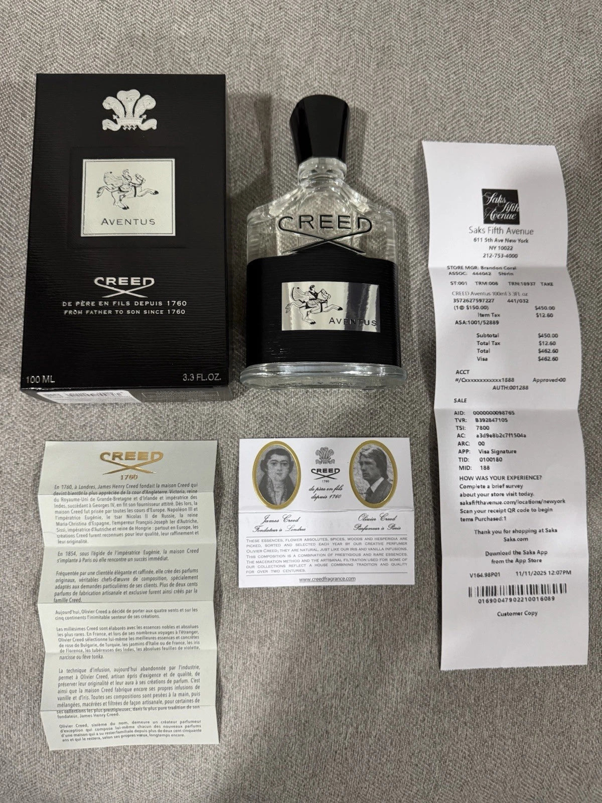 Creed Aventus EDP 3.3 oz / 100 ml Men's Spray